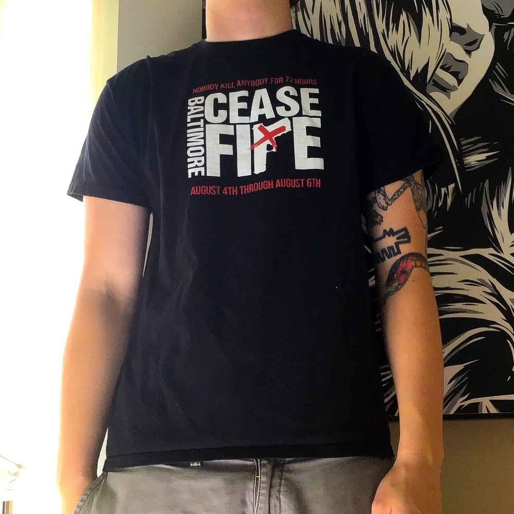 90s BALTIMORE CEASE FIRE T-SHIRT  🚨🔫